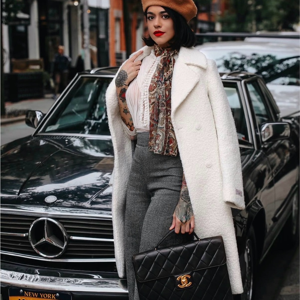 Gianni Feraud White Boucle Peacoat